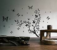 Dekorácie - Nálepky na stenu - Krík viniča s motýľmi - 10478932_