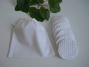 Úžitkový textil - Odličovacie tampóny - Biely set s vrecúškom - 10484455_