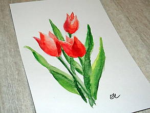 Papiernictvo - Maľovaná pohľadnica - Tulipány - 10482752_