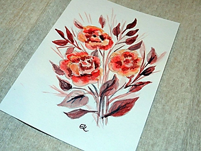 Papiernictvo - Maľovaná pohľadnica - Kvety - 10482754_