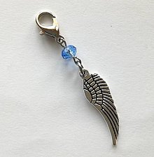 Kľúčenky - Prívesok s krídlom (modrá svetlá) - 10484546_