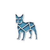 Brošne - Bulldog turquoise blue/silver - 10484653_