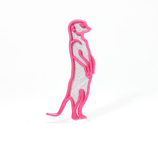 Brošne - Surikata silver/magenta - 10484985_