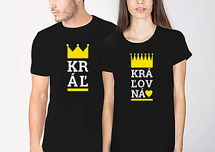 Topy, tričká, tielka - Párové tričko Kráľ a Kráľovná- čierne - 10486388_