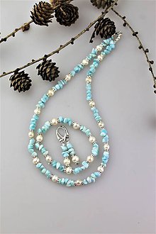 Sady šperkov - larimar,perly náhrdelník,náramok, náušnice - set SUPERAKCIA! - 10490141_