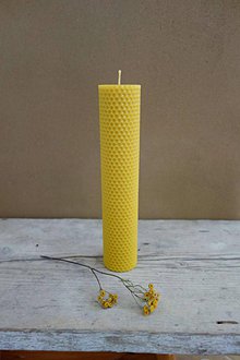 Svietidlá a sviečky - sviečka z včelieho vosku- polohrubá veľká - 10489311_