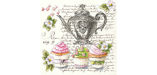  - Servítka "Retro cupcakes and teapot", ihneď - 10487771_