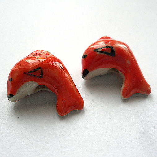 Porcelánový delfín 14x20mm-1ks (oranžová)