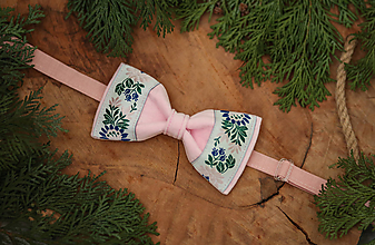 Pánske doplnky - Luxusný zamatový folk motýlik ružový - 10496042_
