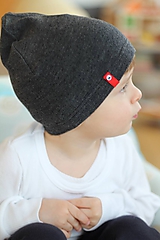 Detské čiapky - 100% merino Celoročná tenšia čiapka -antracit - 10495011_
