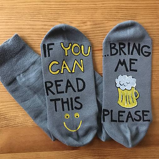 Maľované ponožky pre milovníka piva (šedé)