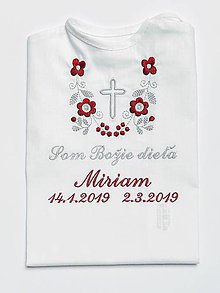 Detské oblečenie - Košieľka na krst k14 bordovo-šedá s krížikom - 10497945_