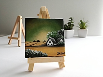 Obrazy - Zelená sa - miniatúrna maľba - 10500425_