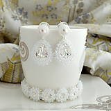 Sady šperkov - Biely perlový set s krištáľmi (Ag925) - 10501661_