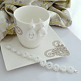 Sady šperkov - Biely perlový set s krištáľmi (Ag925) - 10501662_