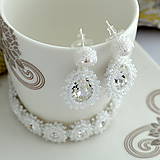 Sady šperkov - Biely perlový set s krištáľmi (Ag925) - 10501664_