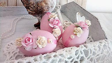 Dekorácie - ružové veľkonočné vajíčko shabby chic - 10504181_