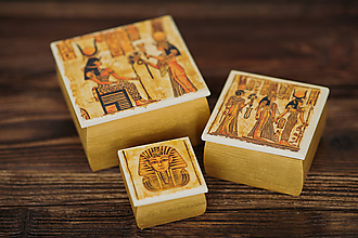 Úložné priestory & Organizácia - VÝPREDAJ - Sada drevených krabičiek - Egypt - 10507209_