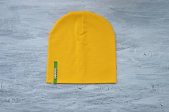 Detské čiapky - Čiapka Elastic žltá s menom (zelený štítok) - 10504076_