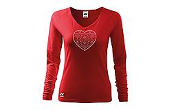 Topy, tričká, tielka - Vyšívané dámske tričko s folklórnym motívom srdca, dlhý rukáv - 10508808_