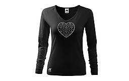 Topy, tričká, tielka - Vyšívané dámske tričko s folklórnym motívom srdca, dlhý rukáv - 10508812_