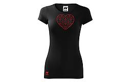 Topy, tričká, tielka - Vyšívané dámske tričko s folklórnym motívom srdca, krátky rukáv - 10509103_