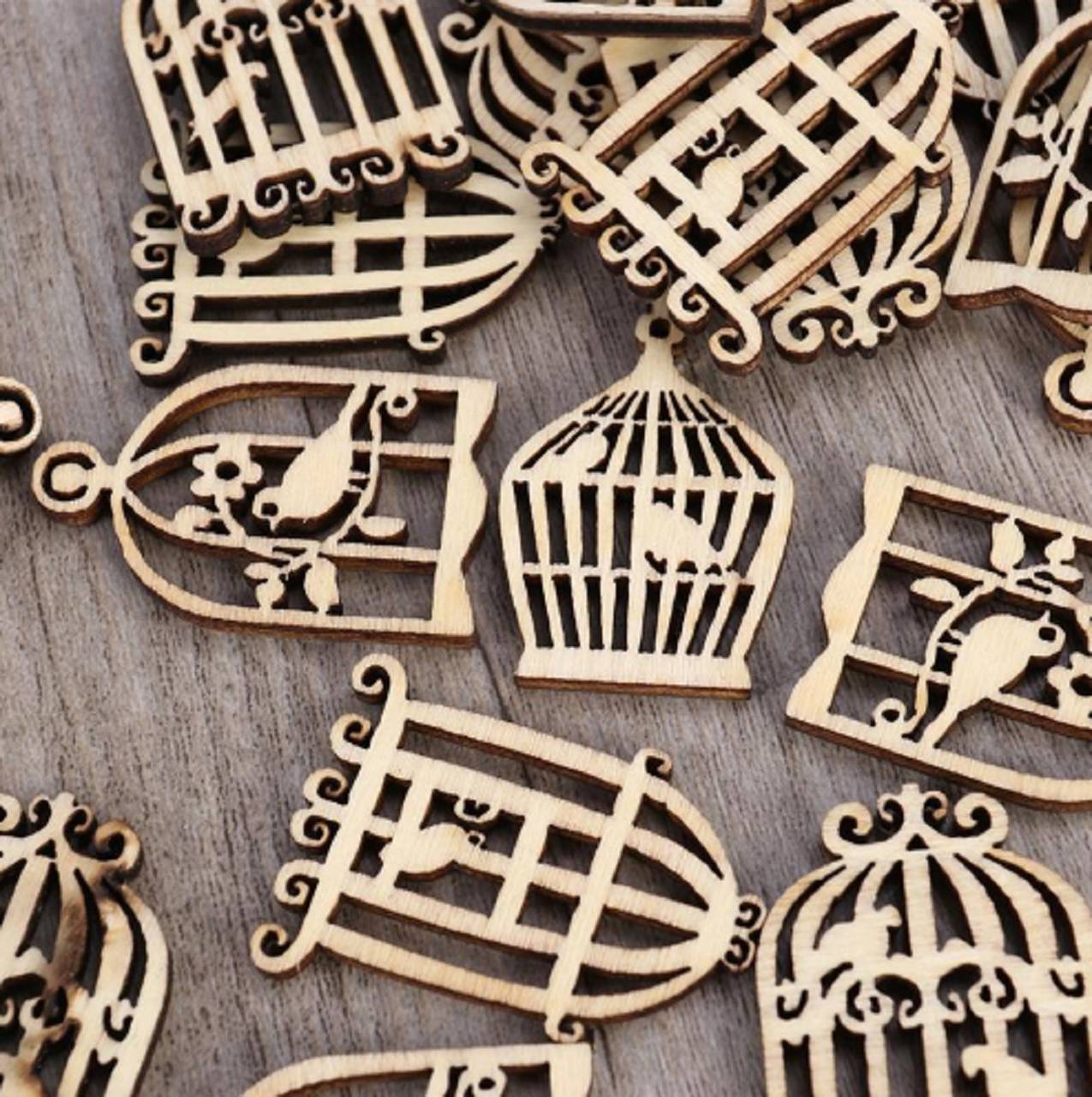 VY101 Výrez drevený klietka pre vtáčika