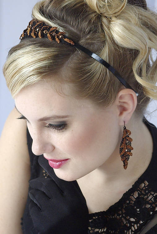 Náušnice - Náušnice Dona černo-měď - 10509492_