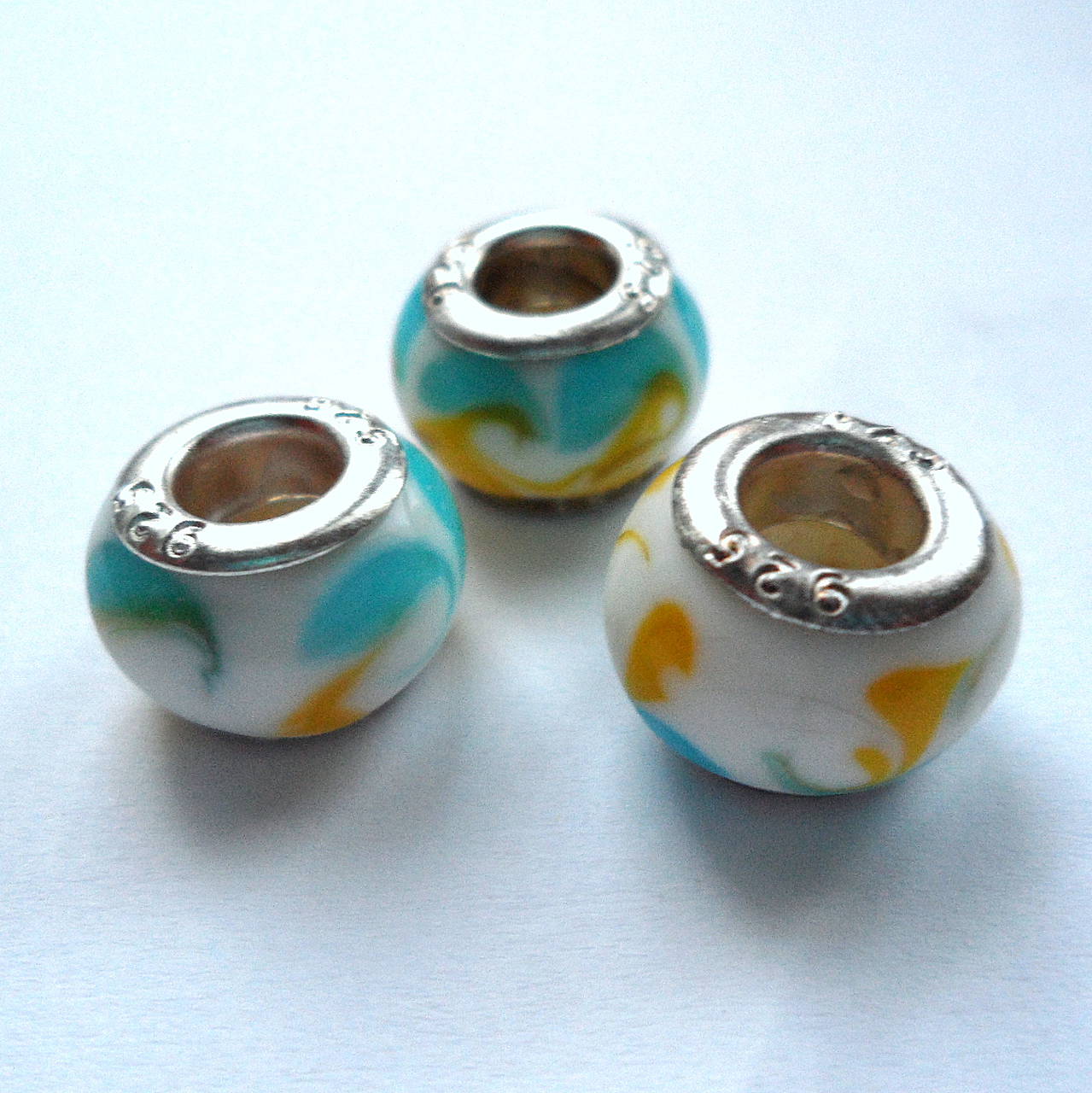 Pandora sklo 9x14mm-1ks (žltomodrá)