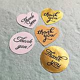 Papier - papierové nálepky "Thank you" (Zlaté srdiečko) - 10514436_