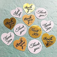 Papier - papierové nálepky "Thank you" (Zlatý kruh) - 10514444_
