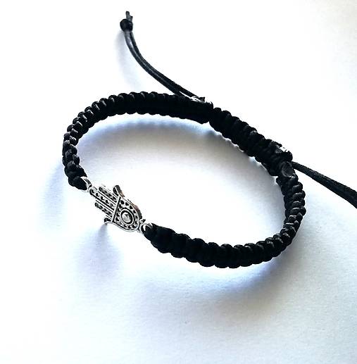 Náramky - S hamsa rukou (čierna) - 10512632_