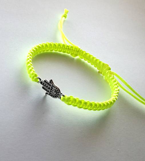 Náramky - S hamsa rukou (žltá neon) - 10512681_