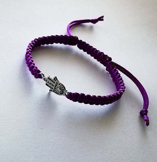 Náramky - S hamsa rukou (fialová tmavá) - 10512684_