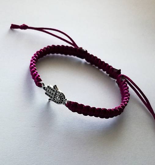 Náramky - S hamsa rukou (vínová) - 10512685_