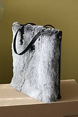 Veľké tašky - Koženo-kožušinová SHOPPER kabelka-ČIERNO-SIVÁ - 10512601_