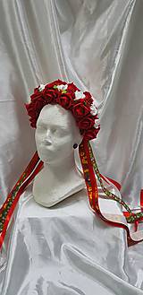 Ozdoby do vlasov - Svadobná kvetinová parta bo folklórnom štýle na čepčenie - 10514130_