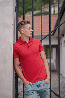 Pánske oblečenie - Pánske pólo tričko červené - 10524026_