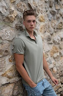 Pánske oblečenie - Pánske pólo tričko olivovo zelené - 10525140_