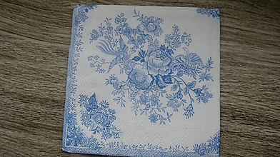 Papier - Servítka kvety ľudové modrotlač,1 ks - 10523595_