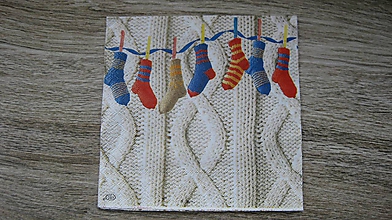 Papier - Servítka, pletený vzor, ponožky, 1 ks - 10523620_