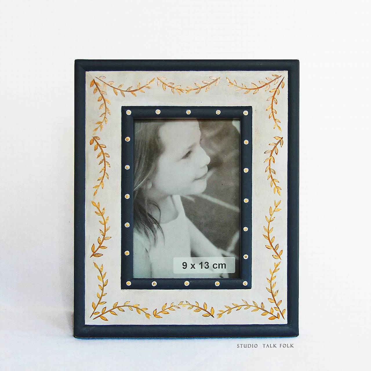 Ručne maľovaný rámček so zlatými lístočkami 