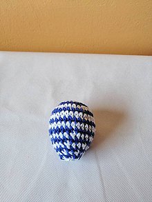 Dekorácie - Veľkonočné vajíčka háčkované s prúžkami 8 cm  (Modrá) - 10526970_