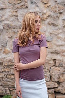 Topy, tričká, tielka - Dámske pólo tričko fialové - 10528984_