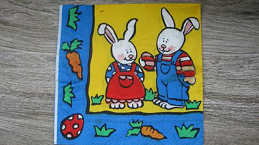 Papier - Servítka veľkonočná, zajačiky, 1 ks - 10526409_