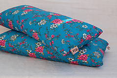 Úžitkový textil - FILKI šupkový vankúš na spanie 55 cm (tyrkysový s kvetmi šírka 25 cm) - 10525234_
