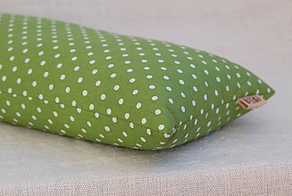 Úžitkový textil - FILKI šupkový vankúš na spanie 55 cm (zelený s bielymi bodkami šírka 20 cm) - 10525231_