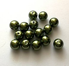 Korálky - Korálky Glance plast 8 mm - 50 ks (8 - oliva) - 10529597_
