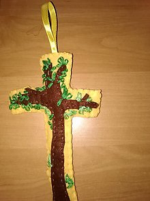 Dekorácie - Filcový krížik na zavesenie-strom s lístkami - 10530469_