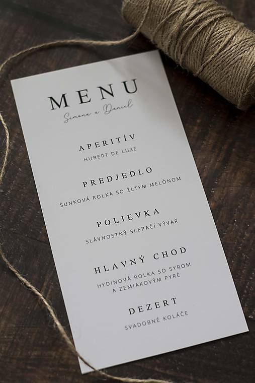 Papiernictvo - Svadobný menu "Jednoduchosť" - 10530387_